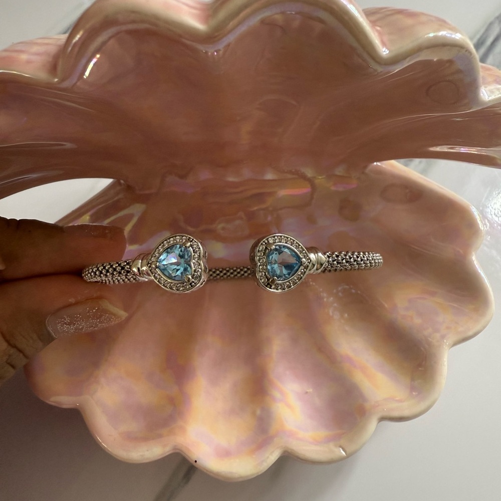 Sterling Silver genuine Blue topaz Cuff